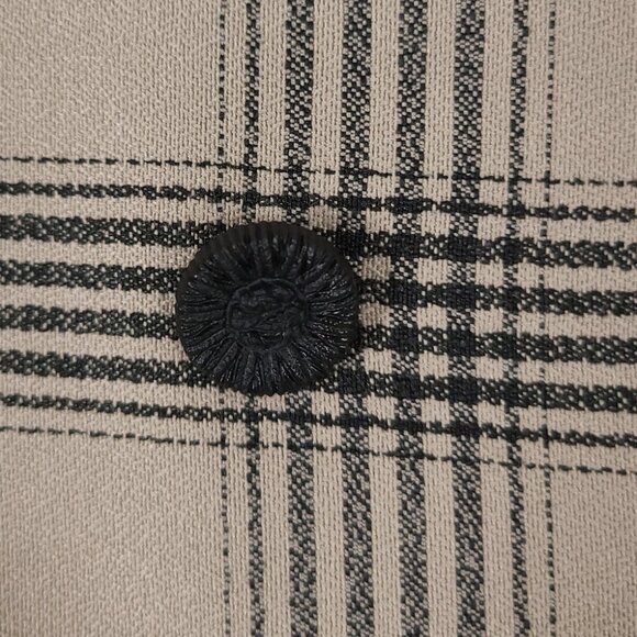 Vintage Tan Plaid Double Breasted Vintage Top Made in USA - Picture 4 of 7